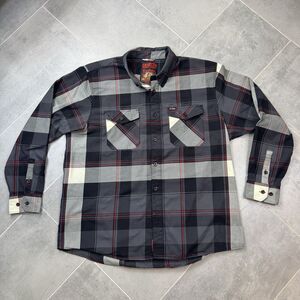 Dixxon Cro-Mags Best Wishes 3X Black Gray Red Plaid Button-Up Shirt Men